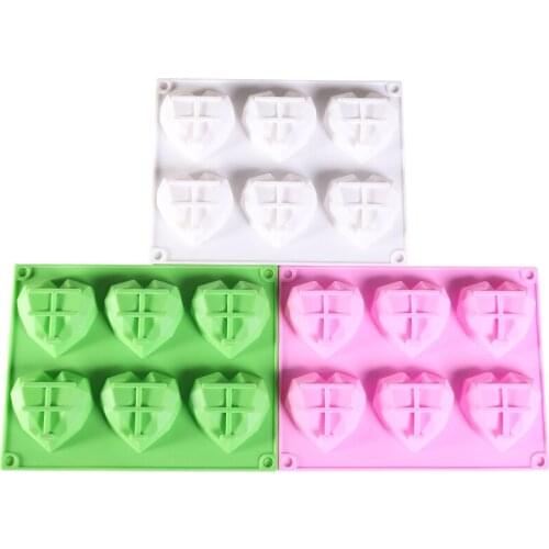 6 with Diamond Heart Shape Mousse Home Silicone Pastry Chocolate Mold for Baking Cake Food Grade