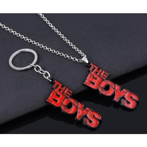 MIDY The Boys Letter KeyChains Red The Seven Superhero Homelander High Quality Logo Alloy Keyring Men Car Accessories