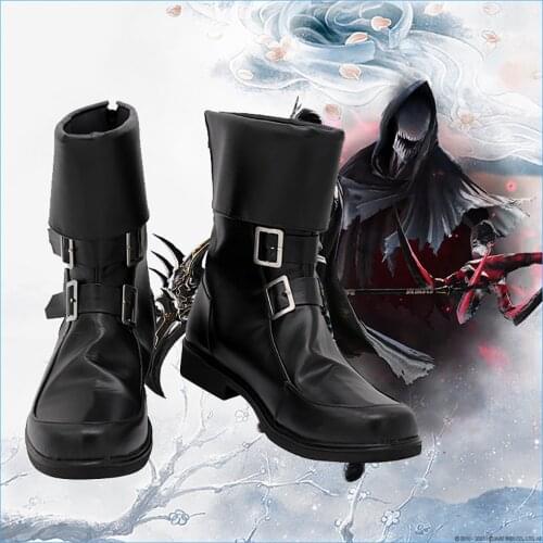 FF14 Reaper Shoes Cosplay Final Fantasy XIV Reaper Cosplay Boots Black Shoes Custom Made Any Size