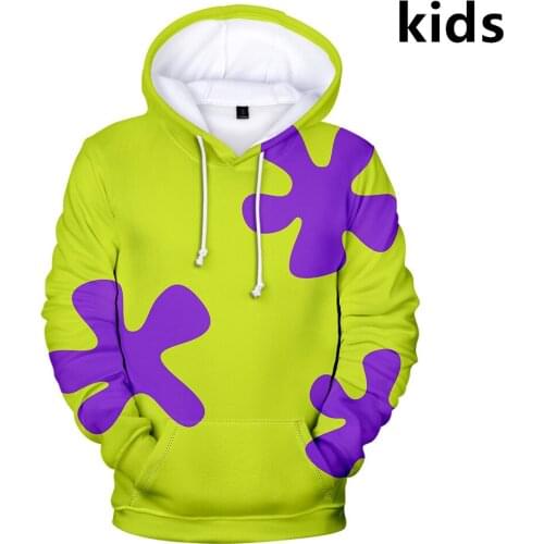 2 To 14 Years Kids Hoodies Anime Patrick Star 3D Printed Boys Girl Hoodie Sweatshirt Cartoon Long Sleeve Jacket Children Clothes