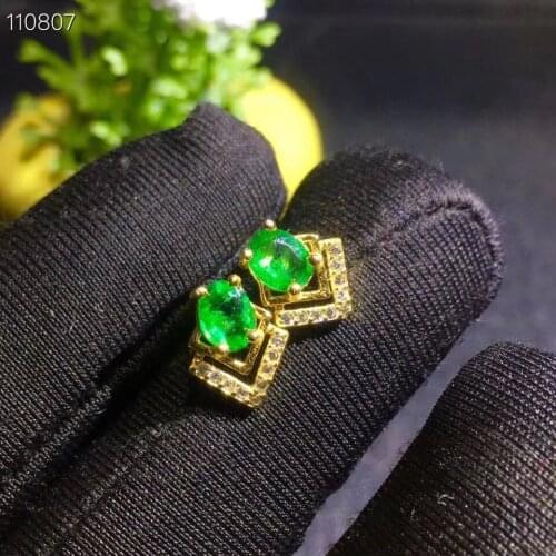 Elegant Engagement Gift Top Quality Natural And Real 925 Sterling Silver Emerald Earring For the Party