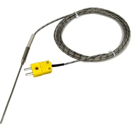 FTARP08 K type 100mm 316L anti-corrosion stainless steel probe 2m metal screening cable with plug thermocouple