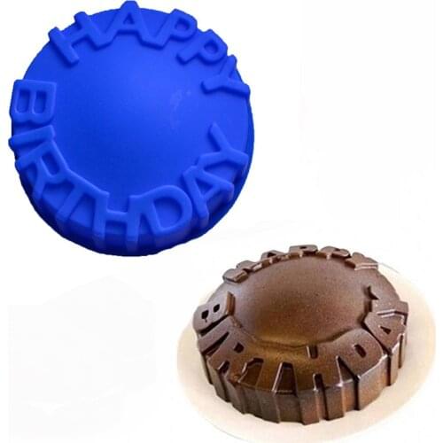 Round Silicone Cake Mold Happy Birthday Cake Pan Baking Tools Mould Bread Pie Flan Tart Cakes Bakeware Decorating