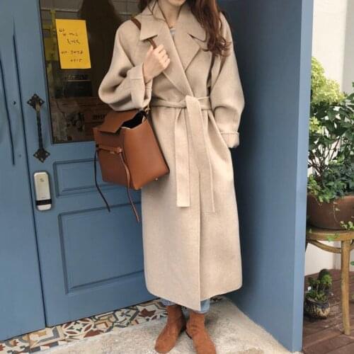 Women Winter Elegant Full Sleeve Fashion Open Stitch Outwear Loose Long Overcoat Cardigans Korean Chic Ladies Casual Solid Coat