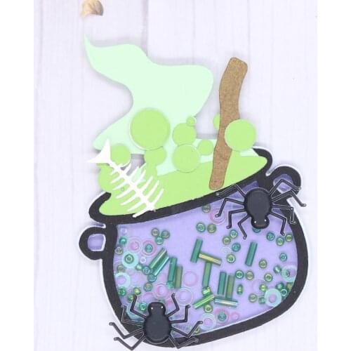 KLJUYP Halloween Cauldron Shaker Metal Cutting Dies Scrapbook Paper Craft Decoration dies scrapbooking