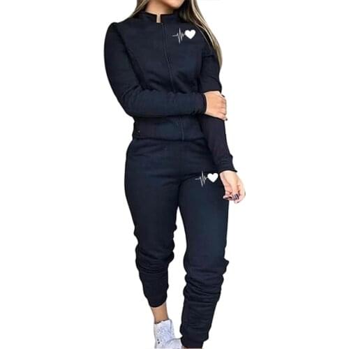 Spring Autumn Print Tracksuit Women 2 Piece Set Long Sleeve Zipper Jacket+Pants Sports Jogging Suit Female Streetwear Outfits