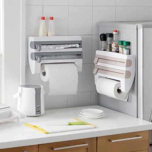 Kitchen Storage Rack Storage Box Kitchen Supplies With Cutting Foil paper Cling Film Seasoning Bottle Rack Kitchen Storage Rack