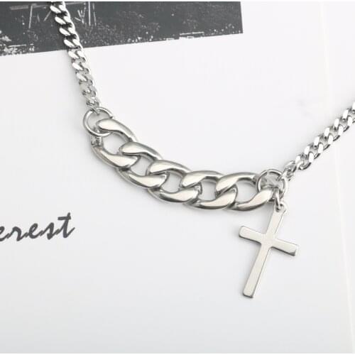 Fashion cold wind hip hop clavicle chain asymmetric thick chain stitching necklace female hot sale
