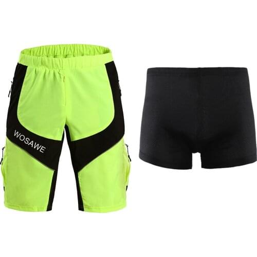 Mens Outdoor Sports MTB Cycling Shorts Climbing Running Loose Fit Shorts with Underwear Shorts 3D Padded - Choose Sizes