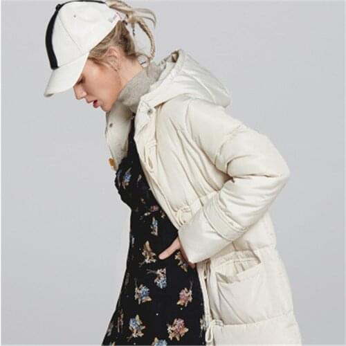 2018 winter womens fashion new hooded long cotton padded large size loose solid color cotton warm bread clothing female