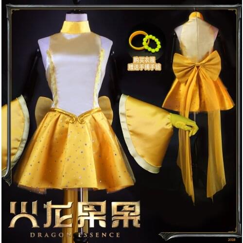 New Arrival Hot Anime Mermaid Melo CoCo Cosplay Costume Yellow Strapless Dress Female Party Role Play Clothing Custom-Make