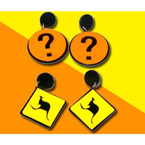 New Korean Acrylic Square Geometric Kangaroos Question Mark Long Earrings For Women Girl Rock Night Club Fashion Jewelry Gifts