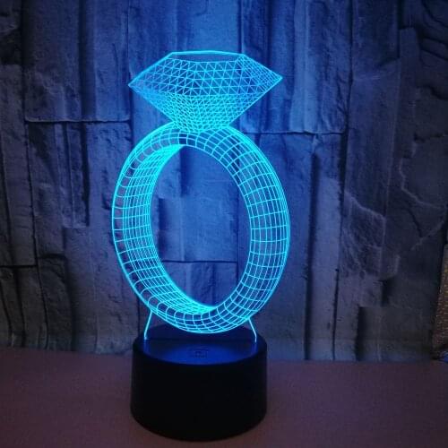 Gifts Diamond Ring Creative 3d Night Light Gift Spot Factory Direct Sale Led Table Lamp wholesale Childrens room Desk Lamp