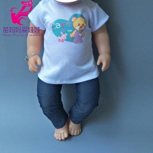 Baby girl new year gift 18 inch doll outwear clothes bear shirt and pants set for baby dolls