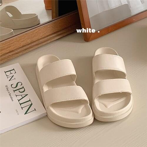Simple Solid Color Casual Ladies Slippers Summer New Style Everyday All-Match Thick-Soled Non-Slip Beach Slippers