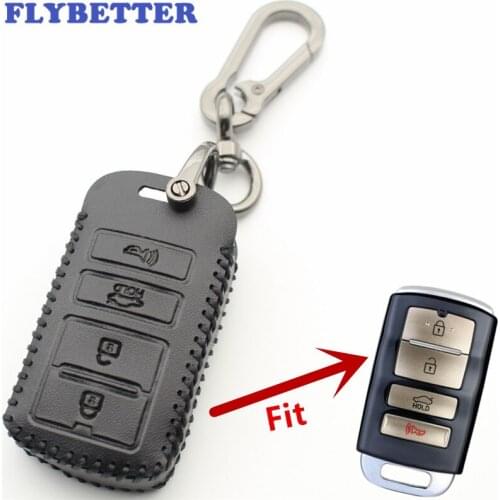 FLYBETTER Genuine Leather 4Button Smart Key Case Cover For Kia Sorento/K900/New K7/Cadenza L593