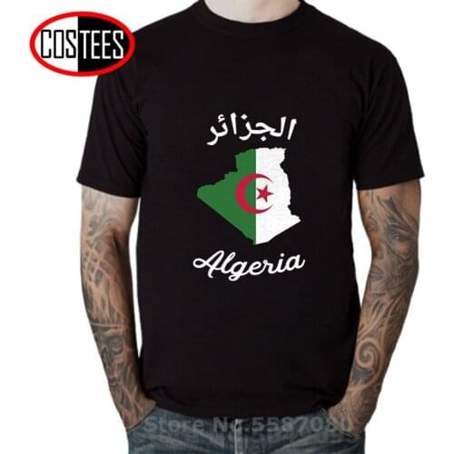 Distressed Retro Algeria Country Design Map T shirt men Vintage Algerian Flag T-shirt for mens National Patriotic fans tee shirt