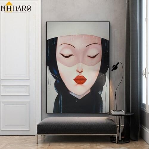 Modern Fashion Girl Portrait Posters and Prints Canvas Painting Wall Art Wall Pictures for Living Room Hallway Home Decor Cuadro
