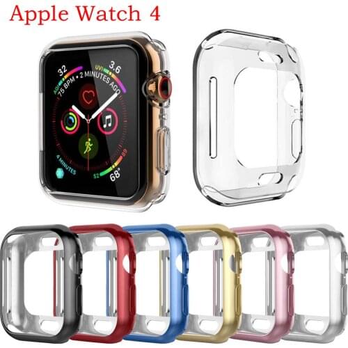 360 Degree Slim Watch Cover for Apple Watch 4 44mm 40mm Case Soft Clear TPU Screen Protector for iWatch 5 Series protective case