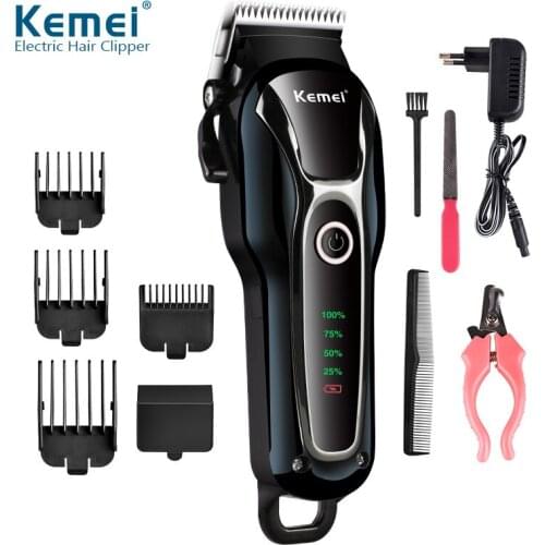 Kemei Pet Hair Trimmer Clipper Electrical Animal Haircut Machine Cat Dog Grooming Cordless Rechargeable Hair Cutter