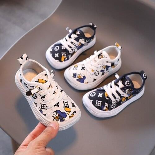 Disney Donald Duck Baby Shoes Autumn Casual Shoes Square Toe Childrens Shoes Boys Soft Sole Childrens Shoes Girls Canvas Shoes