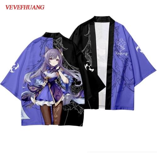 VEVEFHUANG Kосплей Game Genshin Impact Hutao Keqing Kimonos Japanese Cardigan Cosplay Shirt Blouse Yukata Summer Beach Costume