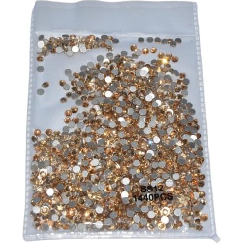 Gold Chamgne Nail Rhinestones SS3-SS20 Non Hotfix Flatback Crystal Glass Rhinestones for Nails Art Decorations Stones