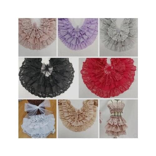 1 Meter 10 Colors 3 Layers Ruffle Lace Ribbon Handicrafts Embroidered Chiffon Lace Trim Clothing Decorations DIY Sewing Fabric