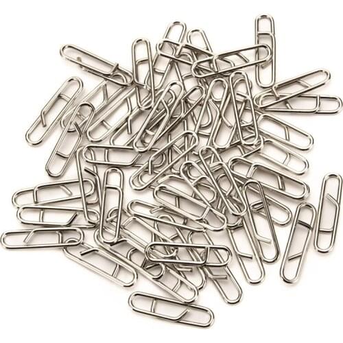 100pcs/lot Stainless Steel Fishing Safety Snaps Clip Interlock Line Terminal Tackle Accessory Fishing Lures Split
