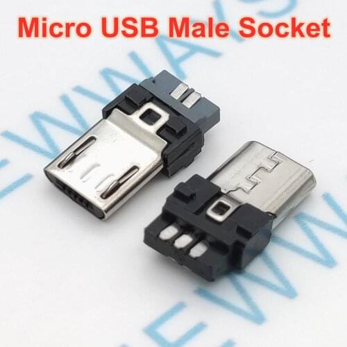 100Pcs Micro Usb 5Pin Male Plug Connector Welding Type For Tail Charging Mobile Phone
