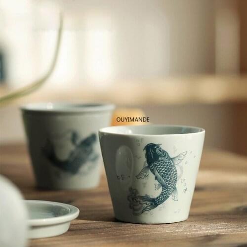 120ml Traditional Chinese style Hand Painted Ceramic With lid teacup set Chinese tea set porcelain Coffee cup mug
