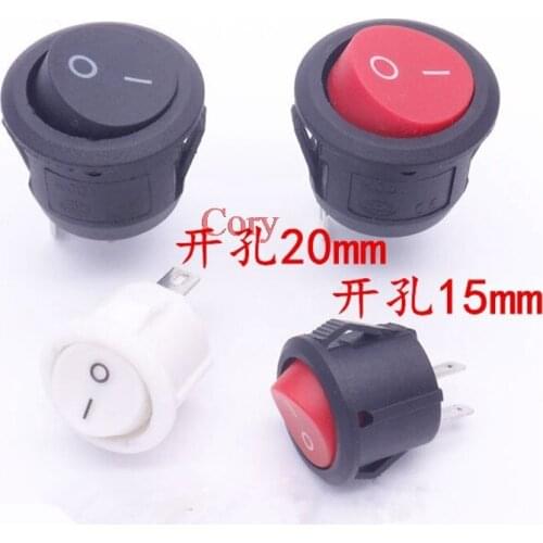 2pcs KCD1 Rocker Switch 20mm Mounting 6A/250V 10A/125V 15MM 3A/250V 6A/125V 2/3/4pins 2/3 positions Round Switch