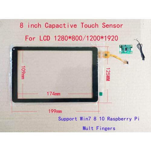 8 inch USB Touch Screen Digitizer Sensor LCD 1280*800 1200*1920 With USB Controler Board Support WIN7 8 10 Raspberry Pi 5Fingers