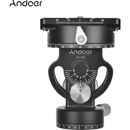 Andoer 2 Way Pan/Tilt Tripod Head 360 Rotating Bird Watching Photography Head with Quick Release Plate 3 Bubble Levels