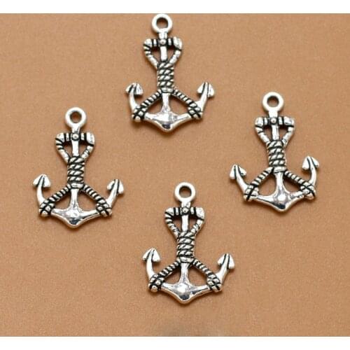 ANGRLY 10pcs 25*18mm Have Hook Up Fashion Ancient Silver Alloy Anchor Pendant Hand-beaded DIY Retro Accessories Metal Crafts