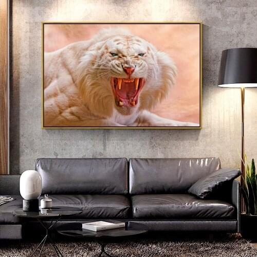 Artcozy Oil Canvas Painting white-tiger For Home Decoration Wall Art