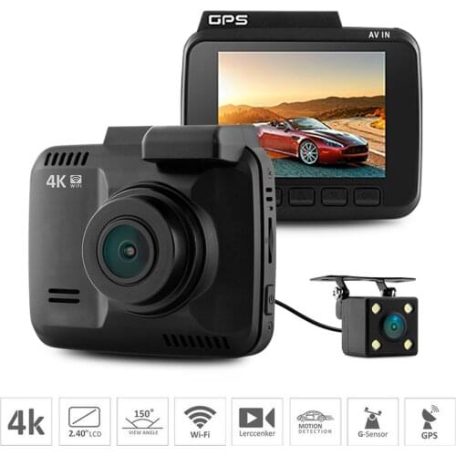 Dual lens Car Wifi DVR camera Recorder Dash Cam G-sensor 2.4" Novatek 96660 Camera Built in GPS Camcorder 4K 2880x2160P