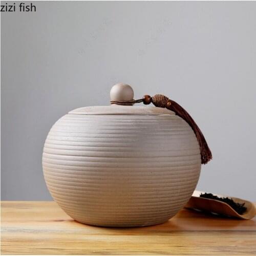 Large Ceramic Jar Tea Caddy Moisture-proof Sealed Tank Home Storage Tank Tea Container Candy Jar Tea Organizer Tea Storage Box
