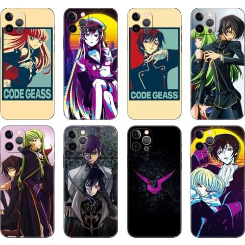 Black tpu case for iphone 5 5s se 2020 6 6s 7 8 plus x 10 XR XS 11 12 mini pro MAX back cover Japanese Anime Code Geass