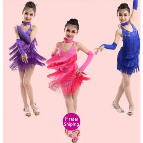Latin Dress Kids Fringe Ballroom Tango Samba Salsa Dance Competition Dresses Dance Wear Latin Dance Dress For Girls
