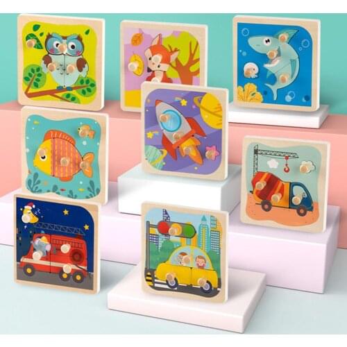 Early Childhood Education Wooden Pegs Hand Grab Board Cognitive Puzzle Kids Toys