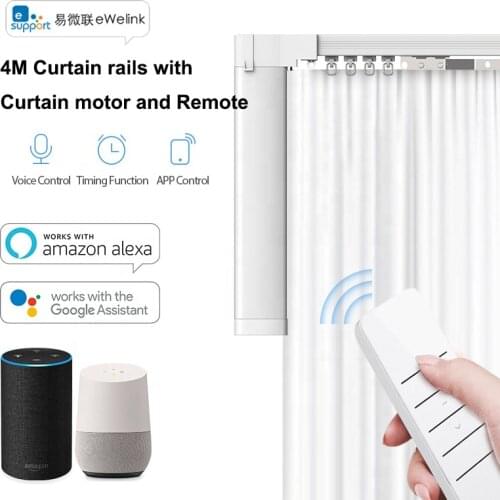 Ewelink APP Electric Curtain Motor and 4M Motorized curtain rod, Cornice Smart Home work with Alexa Echo Google Home Control