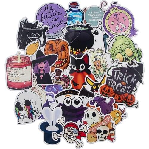 JF933 31pcs/set Halloween Pumpkin Stickers Waterproof For Suitcase DIY Laptop Guitar Skateboard Cartoon Stickers Gift For Kids