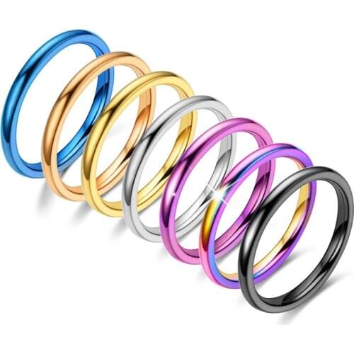 Stainless Steel Rings for Women Men Fashion Colorful Titanium Steel Ring Women Smooth Simple Wedding Couples Korean Jewelry Gift
