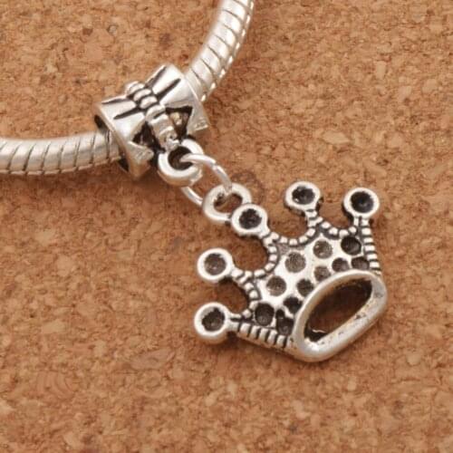 Crown Big Hole Beads 24pcs Zinc Alloy Dangle Fit European Bracelets B302 27.4x18mm