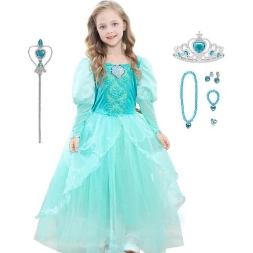 Little Mermaid Princess Ariel Costume Kids Girls birthday Halloween Fancy Dress Up Book Week Outfit Age 3-10 Years