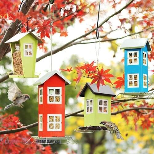 Creativity metal suspension Bird house Feeder Hollow out Small house Outdoor garden patio decoration pigeon feeder accessories