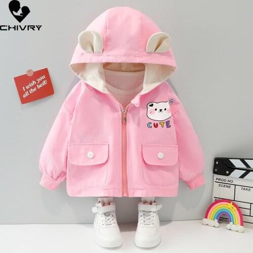 New 2021 Autumn Baby Girls Coat Kids Cute Cartoon Rabbit Zipper Jackets Boys Outerwear Fashion Hooded Jacket Windbreaker Clothes