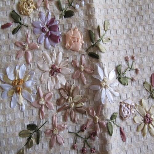 Hot Handmade Ribbon Embroidery Tablecloth Covers Table Cloth square wedding Home Decor Crochet lace 90*90cm