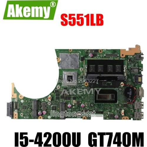 For Asus S551LB laptop motherboard A551LB S551LN REV2.2 with i5-4200U cpu GT740M N14P-GV2-S-A1 2GB mainboard 100% Tested